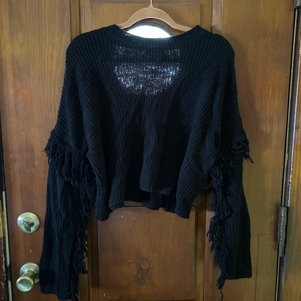 Elegant Black Fringe Sweater